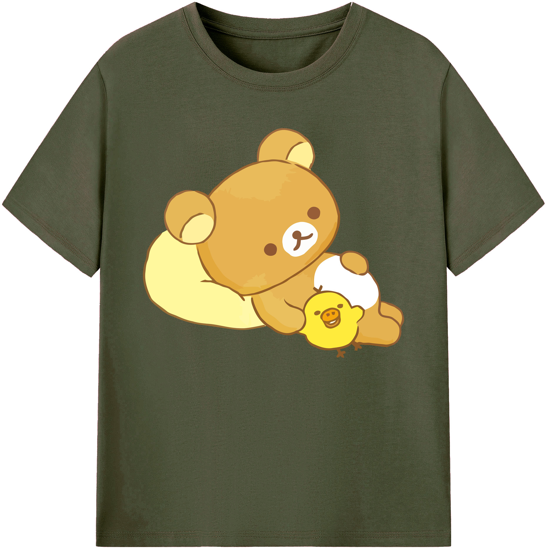 （画像用） リラックマ リラックマ キイロイトリ Rilakkuma Korilakkuma Kiiroitori 綿100％ メンズ半袖Tシャツ｜肌触りやわらか＆通気性